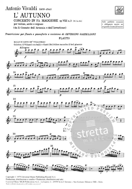 often Jug Exchangeable Concerto per Violino, Archi e B.c.: In Fa 'L'autunno' Op. di Antonio  Vivaldi | comprare nello shop online di Stretta