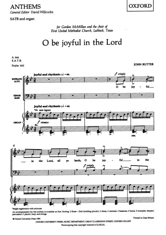 John Rutter - O be joyful in the lord