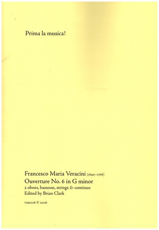 Francesco Maria Veracini: Ouverture in G minor no.6 for 2 oboes, bassoon, strings and bc full set (score and parts)