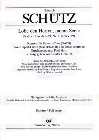 Heinrich Schütz: Lobe den Herren, meine Seele SWV 39 (op. 2, 18)