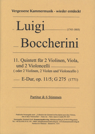 Luigi Boccherini - Quintett E-Dur op. 11/5 G 275