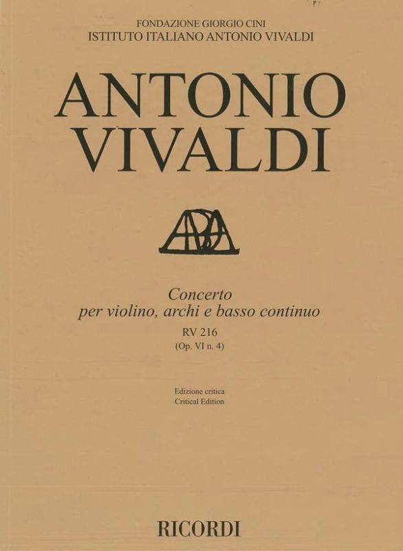 Antonio Vivaldi - Concerto per violino, archi e bc, RV 216 Op.VI/4
