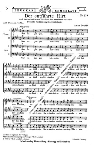 Antonín Dvořák - Sechs Chorlieder - 1. Der entführte Hirt