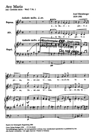 Josef Rheinberger - Ave Maria in B B-Dur WoO 7, 1 (1884)