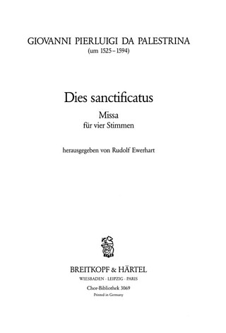 Giovanni Pierluigi da Palestrina: Missa Dies sanctificatus