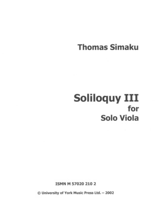 Thomas Simaku - Soliloquy III