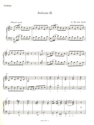 Carl Philipp Emanuel Bach - Sinfonie für Streicher und Basso continuo C-Dur Wq 182/3
