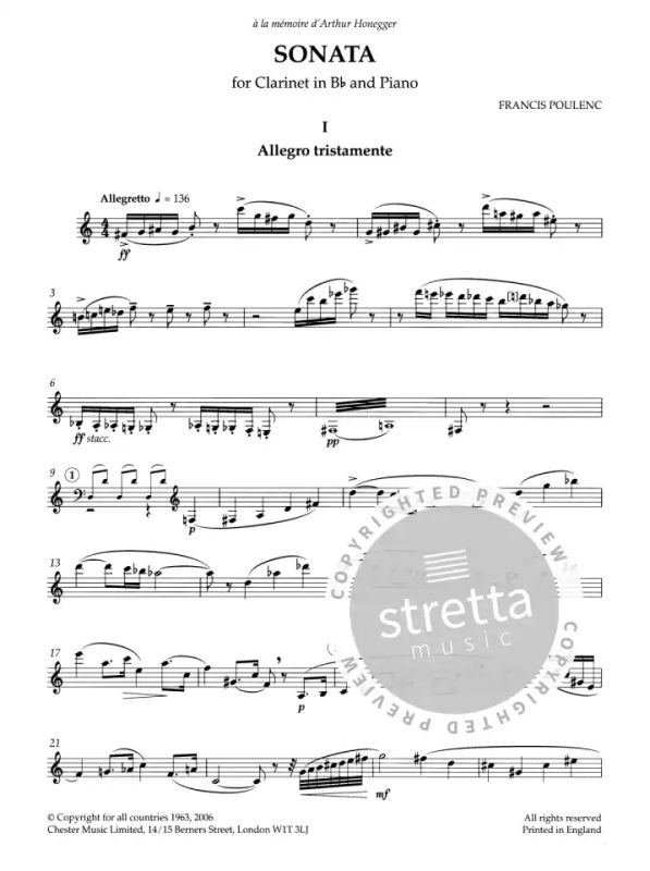 Sonata For Clarinet And Piano Francis Poulenc 