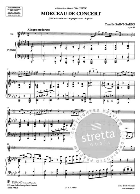 Morceau de Concert Op.94 Cor en Fa et Piano -
