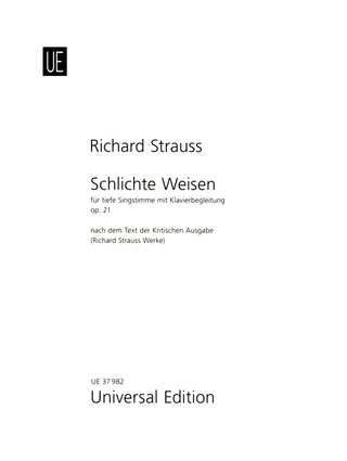 Richard Strauss: Schlichte Weisen op. 21 TrV 160