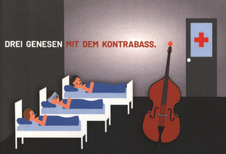 Postkarte "Drei genesen mit dem Kontrabass "