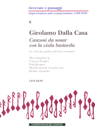 Girolamo Dalla Casa - Canzoni da sonar con la viola bastarda