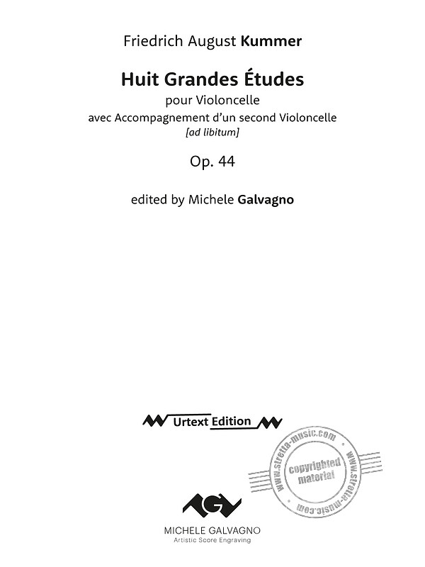 Friedrich August Kummer - Eight Grand Studies for Cello, Op. 44 - Collectors' Edition