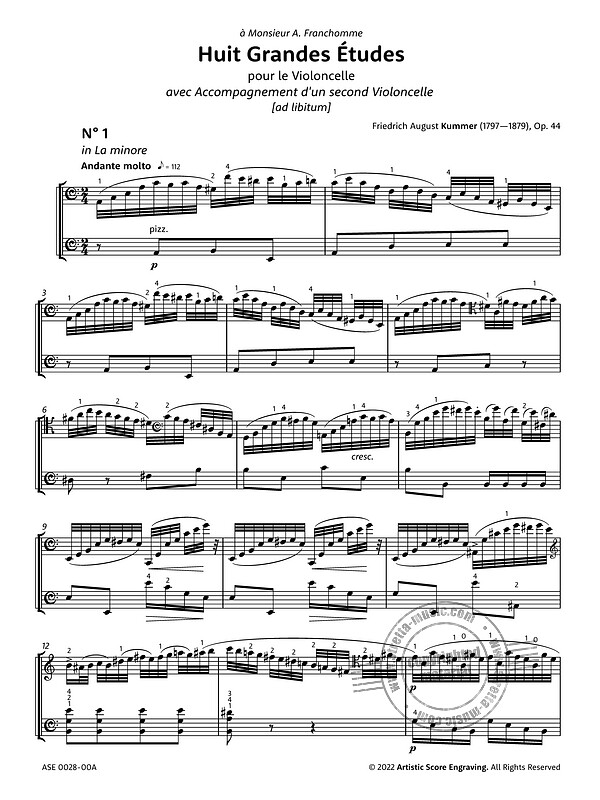 Friedrich August Kummer - Eight Grand Studies for Cello, Op. 44 - Collectors' Edition