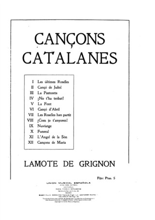 Juan Lamote de Grignon - Cançons catalanes