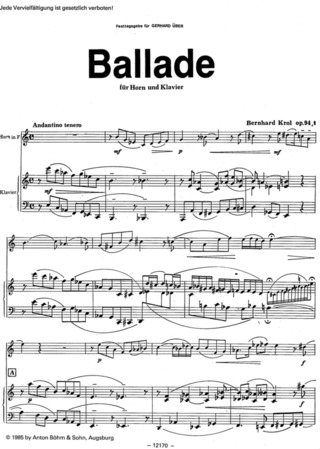 Bernhard Krol - Ballade Op 94/1