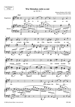 Johannes Brahms: Wie Melodien zieht es mir