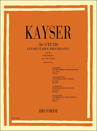 Heinrich Ernst Kayser - 36 Studi elementari e progressivi