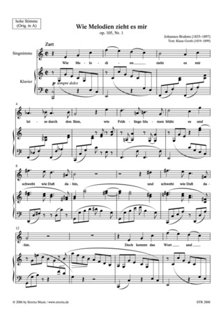 Johannes Brahms - Wie Melodien zieht es mir