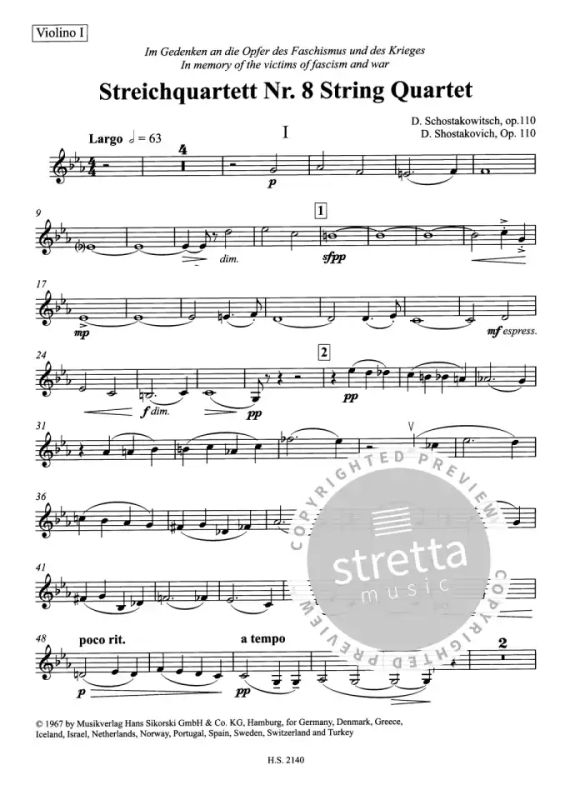 Dmitri Schostakowitsch - Streichquartett Nr. 8 op. 110