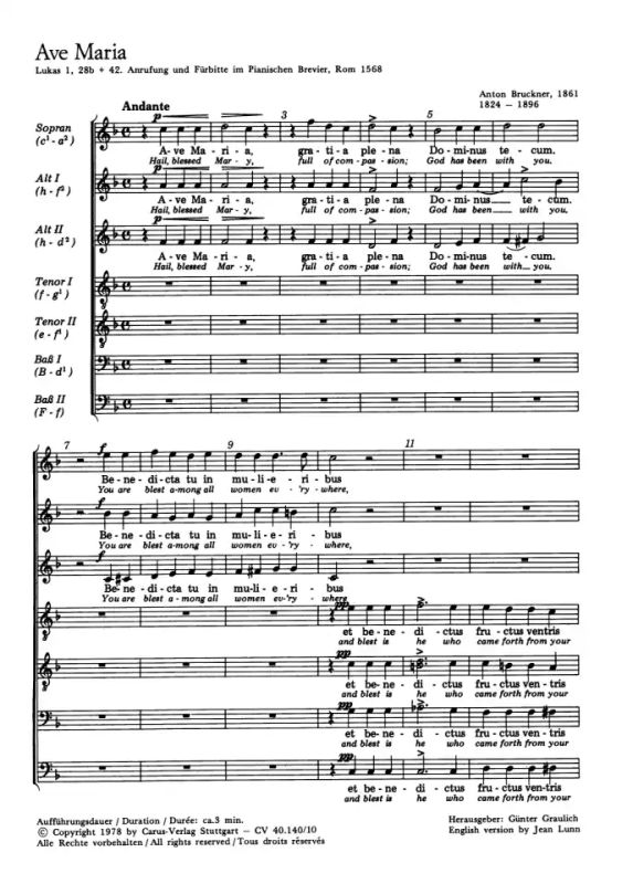 Anton Bruckner - Ave Maria F-Dur WAB 6 (1861)