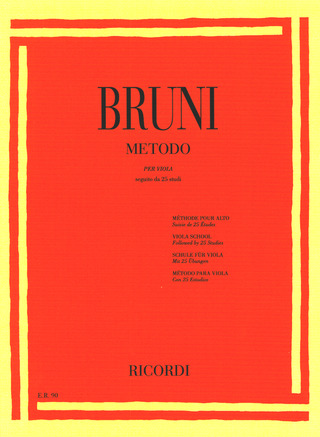 Antonio Bartolomeo Bruni - Metodo Per Viola Seguito Da 25 Studi