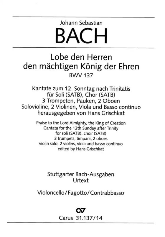 Johann Sebastian Bach - Praise ye to the Lord Almighty, the King of Creation BWV 137