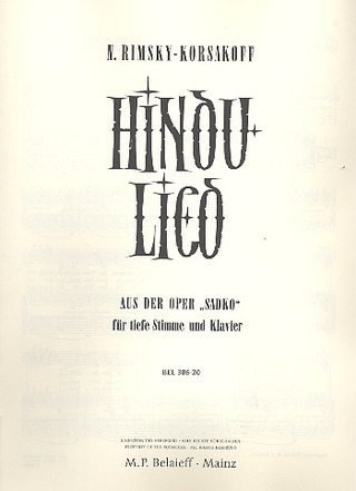 Nikolai Rimski-Korsakow - Hindu-Lied  E-Dur (1896)