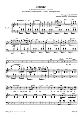 Giuseppe Verdi - Brindisi: "Libiamo" (Klavierauszug)
