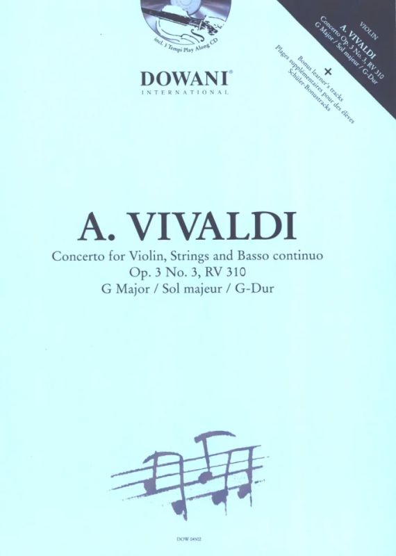 Antonio Vivaldi - Konzert für Violine, Streicher und Basso continuo op. 3 Nr. 3, RV 310 in G-Dur