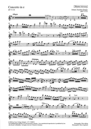 Johann Joachim Quantz: Concerto per Flauto in e e-Moll QV 5:116