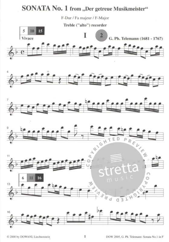 Georg Philipp Telemann - Sonata in F major for Treble (alto) recorder and Basso continuo