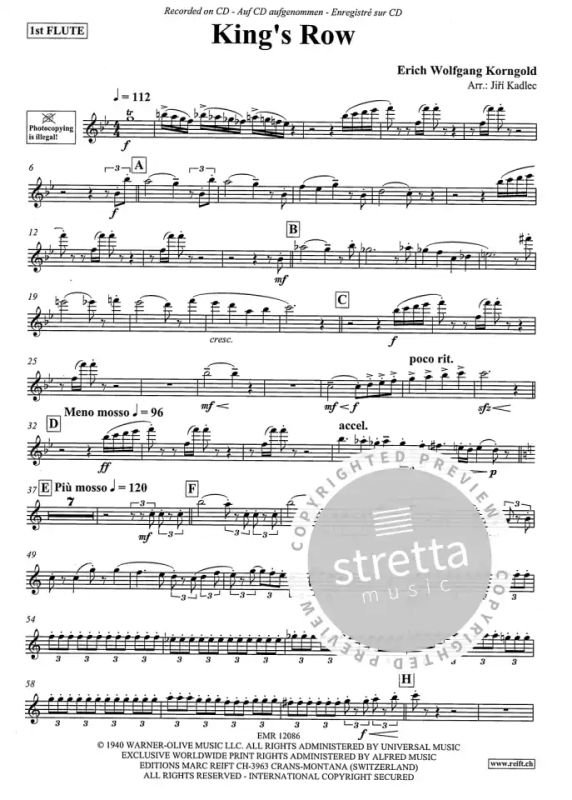 King S Row From Erich Wolfgang Korngold Buy Now In Stretta Sheet Music Shop