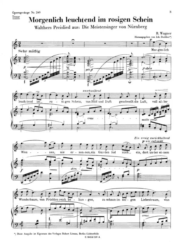 Morgenlich leuchtend im rosigen Schein 249 von Richard Wagner | im Stretta  Noten Shop kaufen