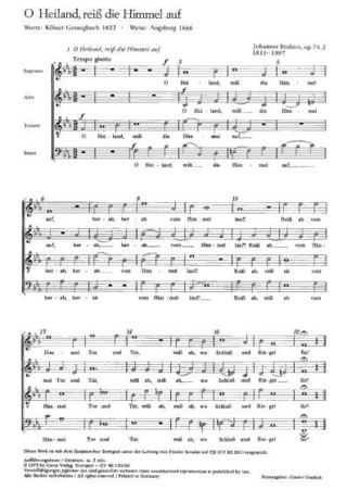 Johannes Brahms: O Heiland, reiß die Himmel auf dorisch op. 74, 2 (1860)