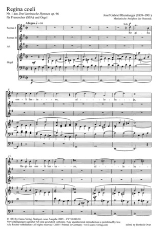 Josef Rheinberger - Regina coeli G-Dur op. 96, 1 (1874)