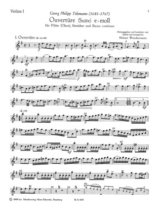 Georg Philipp Telemann - Ouvertüre (Suite) für Flöte (Oboe), Streicher und B.c. e-moll TWV 55:e10