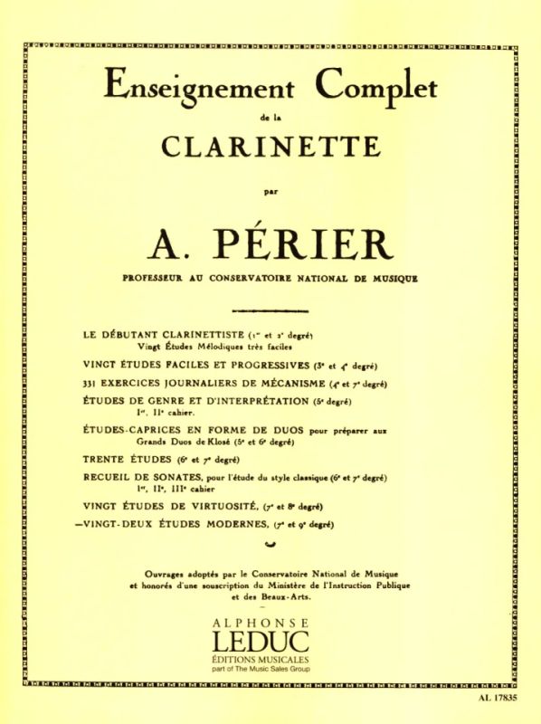 22 Etudes modernes Auguste Périer Clarinet Score Only 