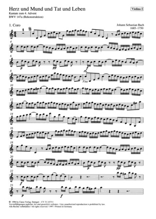 Johann Sebastian Bach - Herz und Mund und Tat und Leben C-Dur BWV 147a (1716)