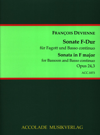 François Devienne - 6 Sonaten für Fagott und Basso Continuo Nr.3 F-Dur op. 24,3