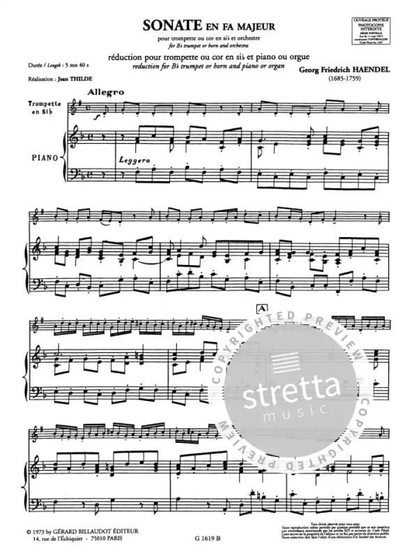Suite In D Trumpet/Piano  Trumpet and Piano Georg Friedrich Händel Piano Reduc 