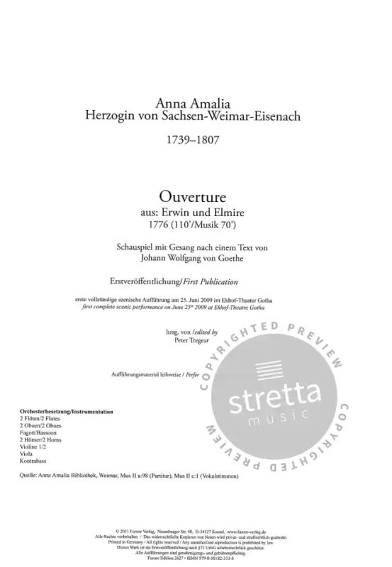 Anna Amalia von Sachsen-Weimar-Eisenach - Ouvertüre zu Erwin und Elmire