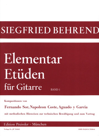 Fernando Sor et al.: Elementar-Etüden für Gitarre 1