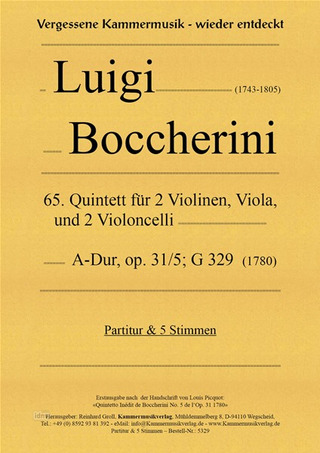 Luigi Boccherini et al. - Streichquintett Nr. 65 A-Dur op. 31-5 G 329