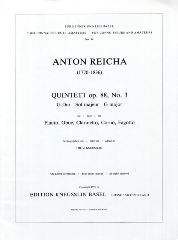 Anton Reicha - Quintette G-dur op. 88/3
