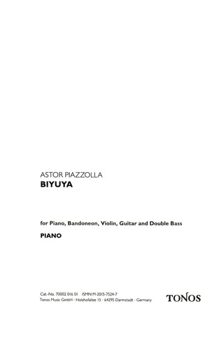 Astor Piazzolla - Piazzolla: Biyuya - per quintetto