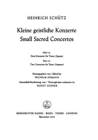Heinrich Schütz - Kleine geistliche Konzerte, Heft 14