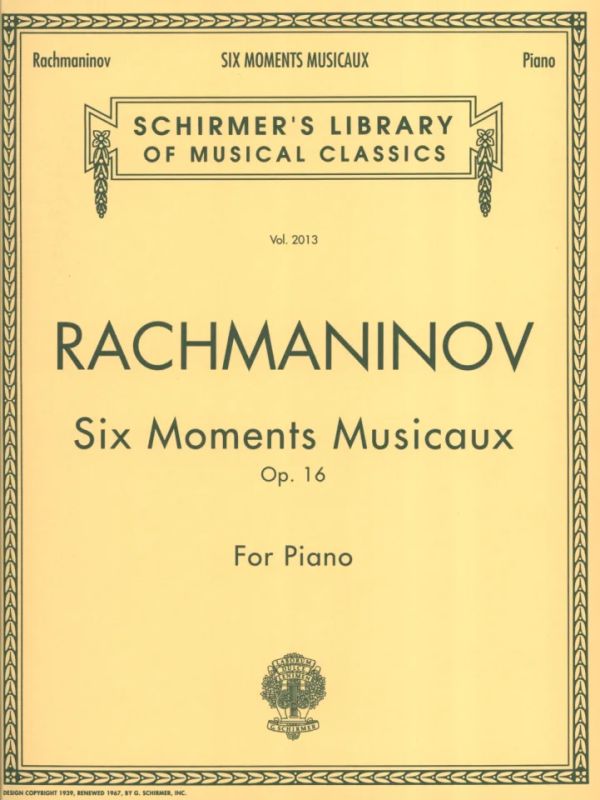 S. Rachmaninoff - 6 Moments Musicaux, Op. 16