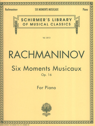 Sergei Rachmaninoff: Rachmaninov 6 Moments Musicaux Piano