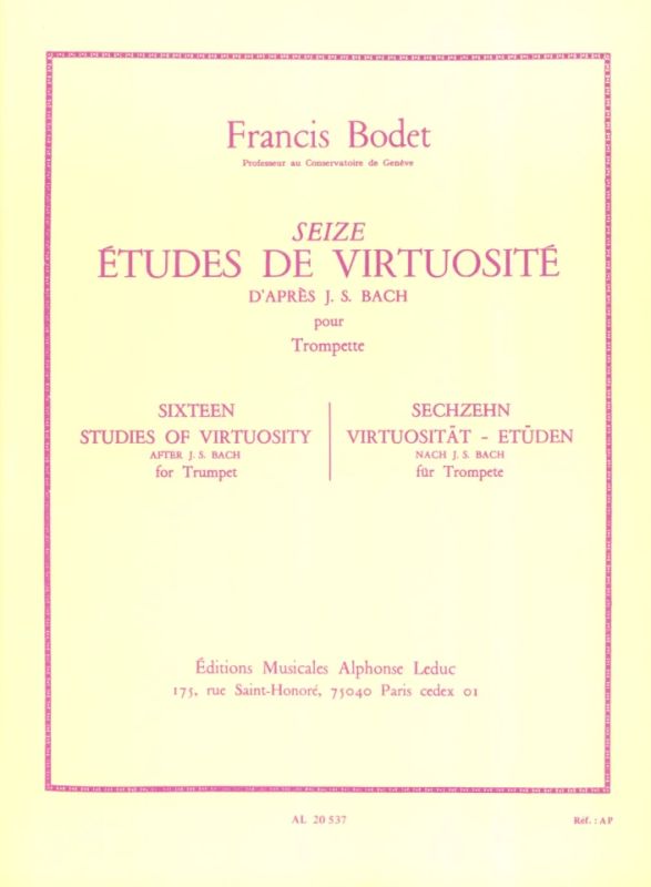 Francis Bodet - 16 Etudes de Virtuosite d'apres Bach